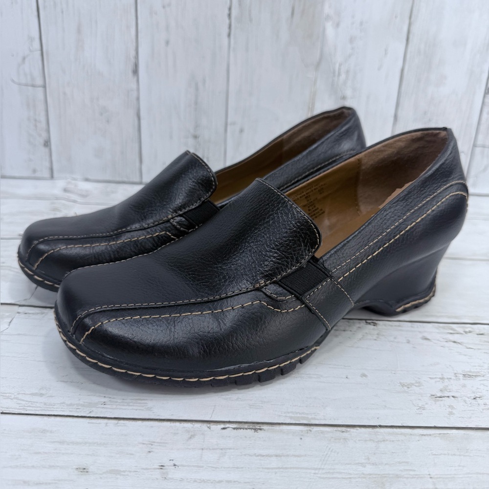 ICOMFORT Blair Black Leather Shoes Loafers Clog Womens 8.5W